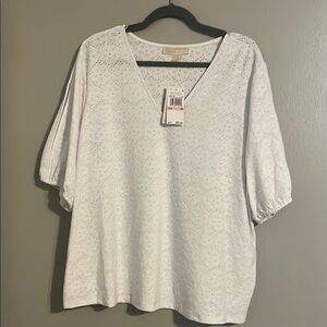 Women's White Eyelet Top